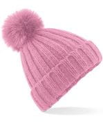 Verbier Faux Fur Pop Pom Chunky Beanie Dusky Pink