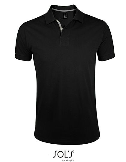 Men`s Polo Shirt Portland Black / Grey (Solid)