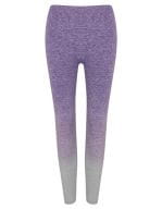 Ladies` Seamless Fade Out Leggings Purple - Light Grey Marl