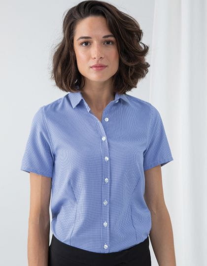 Ladies` Gingham Cofrex/Pufy Wicking Short Sleeve Shirt