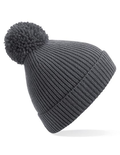 Engineered Knit Ribbed Pom Pom Beanie Graphite Grey