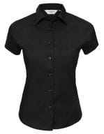 Ladies` Short Sleeve Fitted Stretch Shirt Black