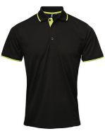 Men`s Contrast Coolchecker® Polo Black / Lime (ca. Pantone 382)