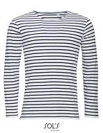 Men`s Long Sleeve Striped T-Shirt Marine White / Navy