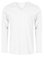Men´s V-Neck T-Shirt Longsleeve White