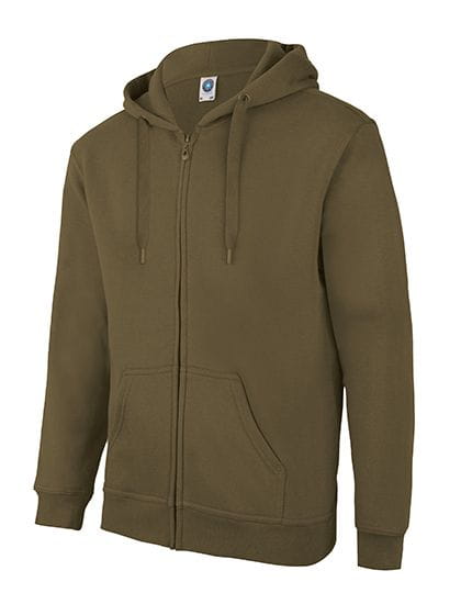 Zip Through Hooded Sweat Jacket Khaki