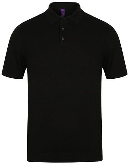 Men`s Knitted Short Sleeved Polo Black