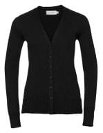 Ladies` V-Neck Knitted Cardigan Black