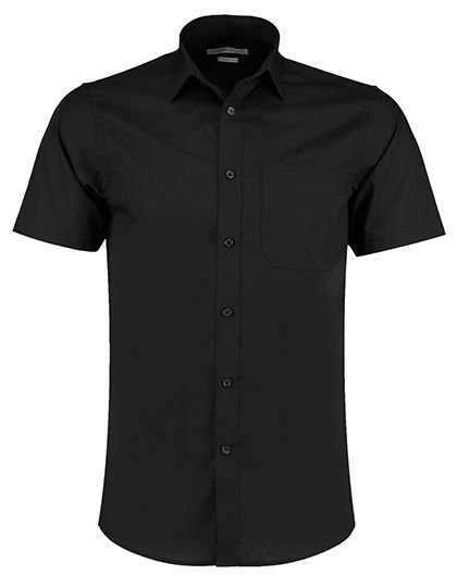 Tailored Fit Poplin Shirt Short Sleeve Black