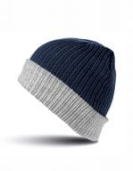 Double Layer Knitted Hat Navy / Grey