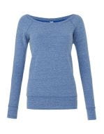 Women`s Sponge Fleece Wide Neck Sweatshirt Blue Triblend (Heather)