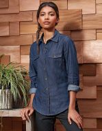 Ladies` Jeans Stitch Denim Shirt