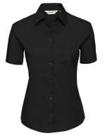 Ladies` Short Sleeve Classic Pure Cotton Poplin Shirt Black