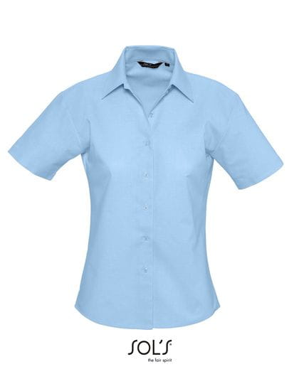 Damen Oxford-Kurzarmbluse Elite Sky Blue