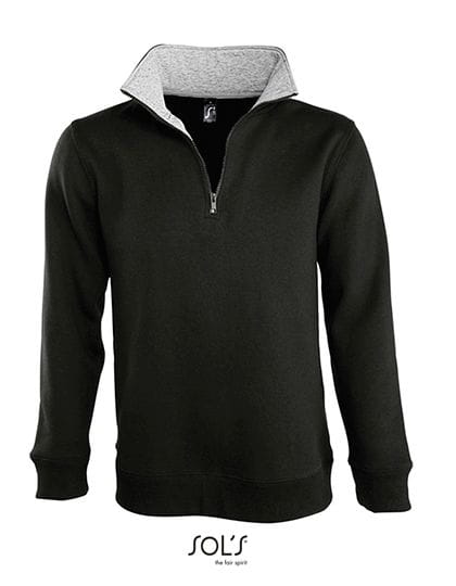 Men Sweat Shirt Scott 1/4 Zip Black / Grey Melange