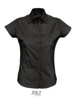 Ladies` Stretch-Blouse Excess Shortsleeve Black