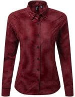 Maxton Check Womens Long Sleeve Shirt Black / Red (ca. Pantone 201C)