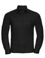 Men`s Roll Long Sleeve Fitted Twill Shirt Black