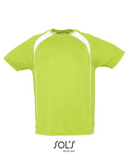 Men`s T-Shirt Match Apple Green / White