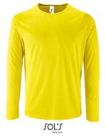 Men`s Long-Sleeve Sports T-Shirt Sporty Neon Yellow