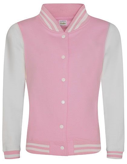 Girlie Varsity Jacket Baby Pink / White