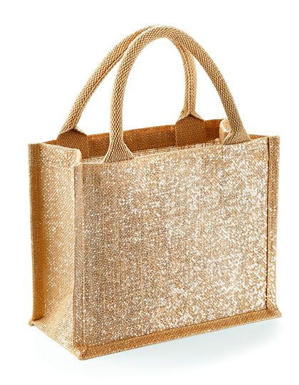 Shimmer Jute Mini Gift Bag Natural Gold