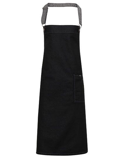 District Waxed Look Denim Bib Apron Black Denim (ca. Pantone 433)