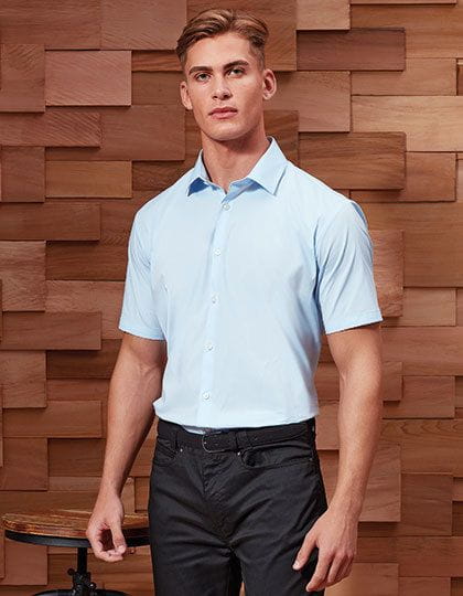 Mens Stretch Fit Poplin Short Sleeve Cotton Shirt