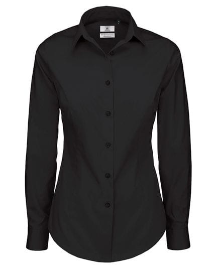 Poplin Shirt Black Tie Long Sleeve / Women Black