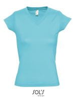 Ladies` V-Neck-T-Shirt Moon Atoll Blue