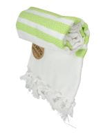 Hamamzz® Dalaman Towel White / Lime Green