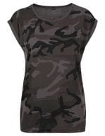 Ladies Camo Extended Shoulder Camo Tee Dark Camo