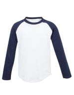 Kids` Long Sleeved Baseball T White / Oxford Navy